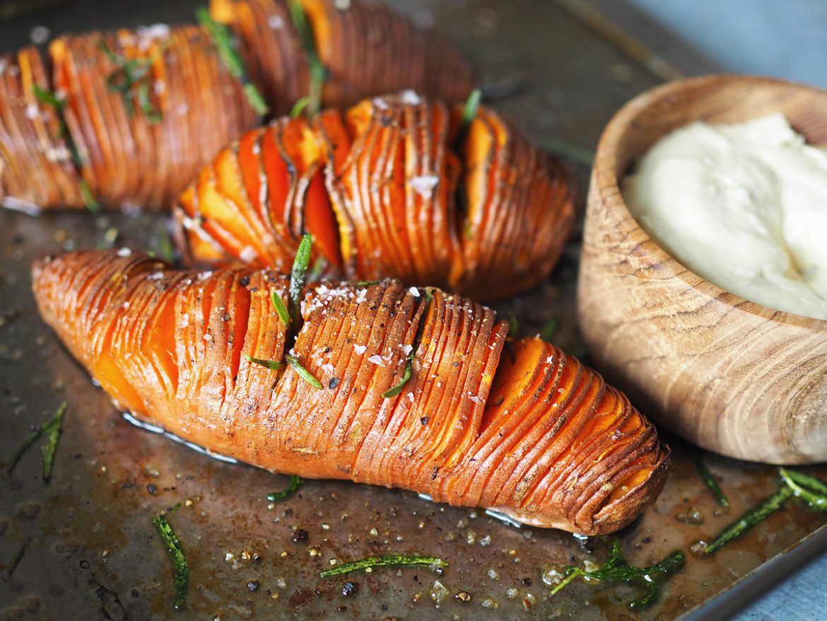 hasselbackspotatis på sötpotatis